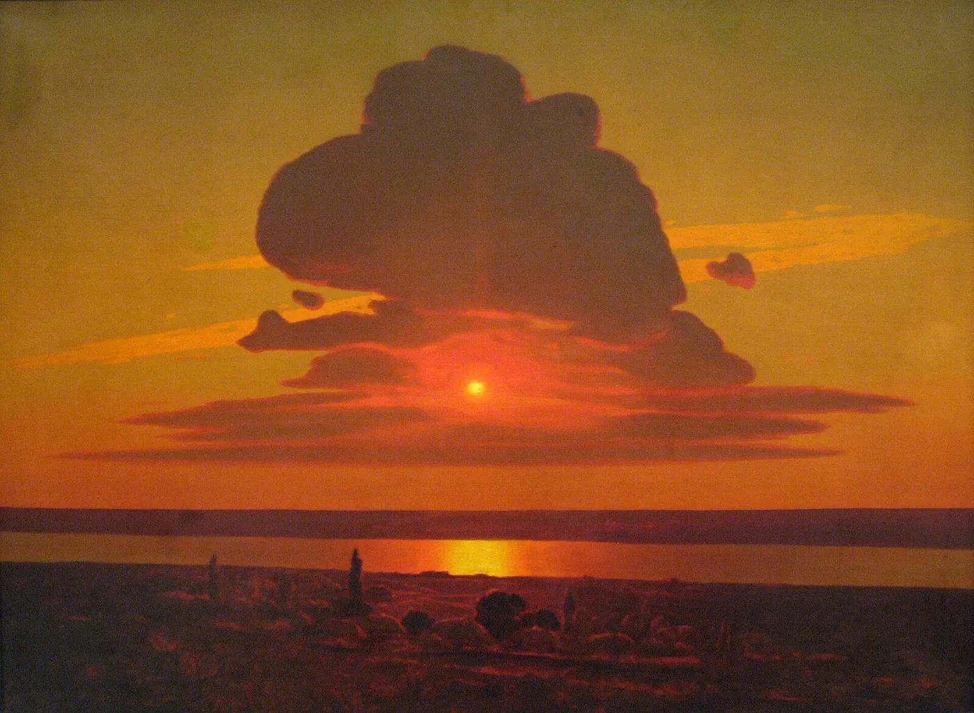 Red Sunset on the Dnieper (1900) by Arkhip Kuindzhi — original painting reproduced as a hand-painted oil on canvas