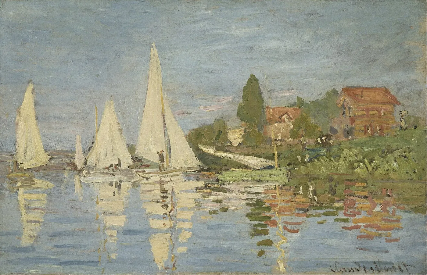 Régates à Argenteuil (1872) by Claude Monet — original painting reproduced as a hand-painted oil on canvas