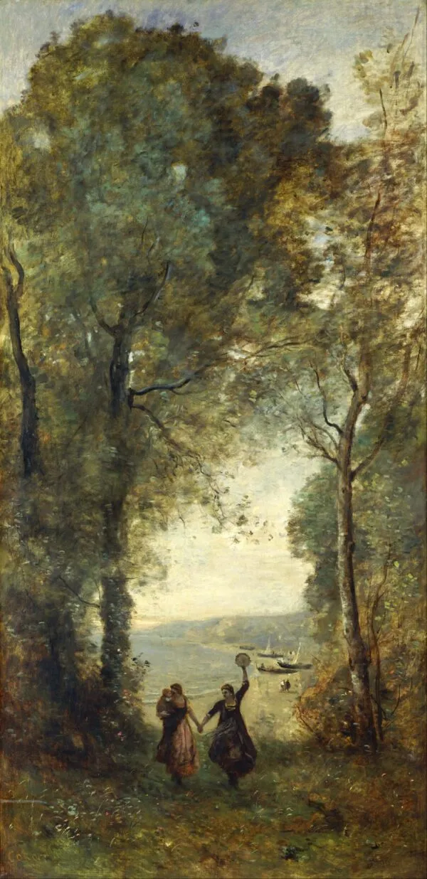 Reminiscence of the Beach of Naples (1870) by Jean-Baptiste Camille Corot — original painting reproduced as a hand-painted oil on canvas