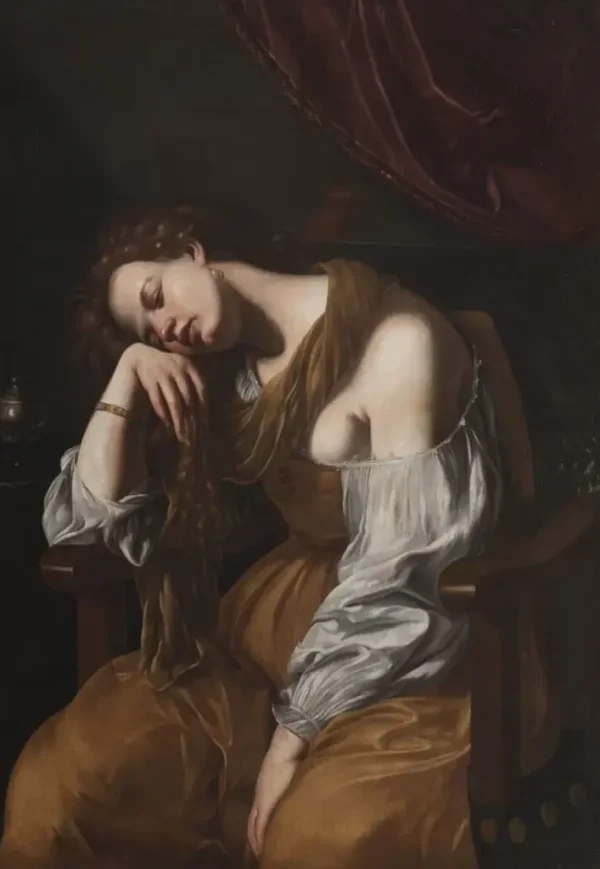 Repentant Mary Magdalene (1625) by Artemisia Gentileschi — original painting reproduced as a hand-painted oil on canvas
