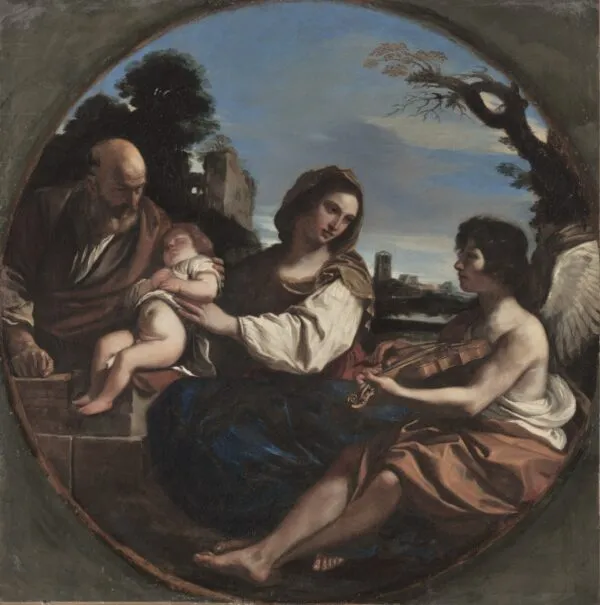 Rest on the Flight into Egypt (1624) by Guercino — original painting reproduced as a hand-painted oil on canvas