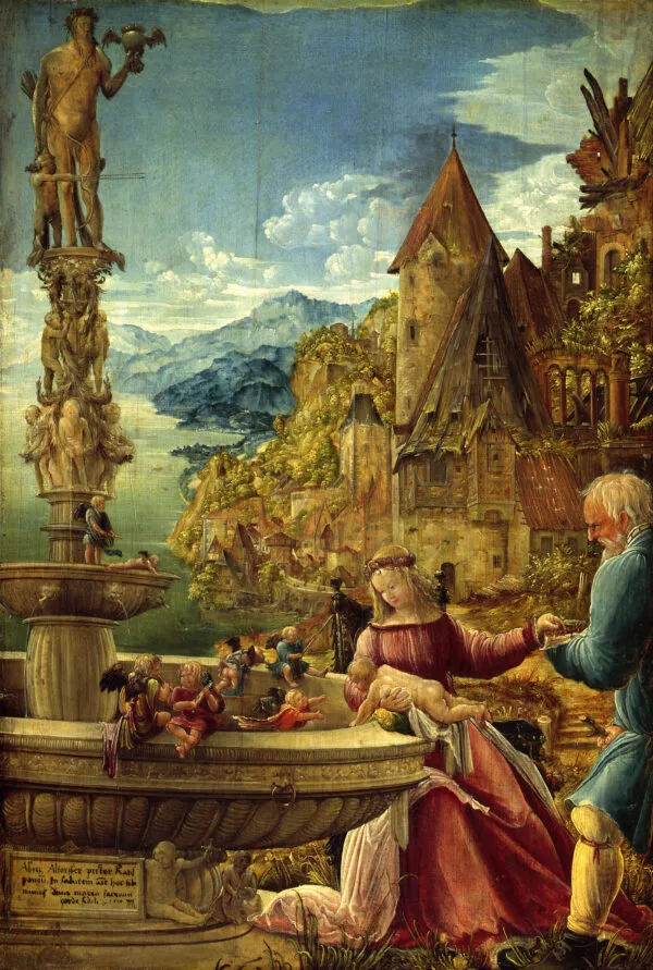 Rest on the Flight to Egypt (1510) by Albrecht Altdorfer — original painting reproduced as a hand-painted oil on canvas