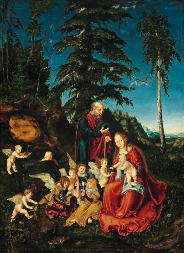 Rest on the Flight to Egypt (1504) by Lucas Cranach the Elder — original painting reproduced as a hand-painted oil on canvas