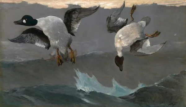 Right and Left (1909) by Winslow Homer — original painting reproduced as a hand-painted oil on canvas