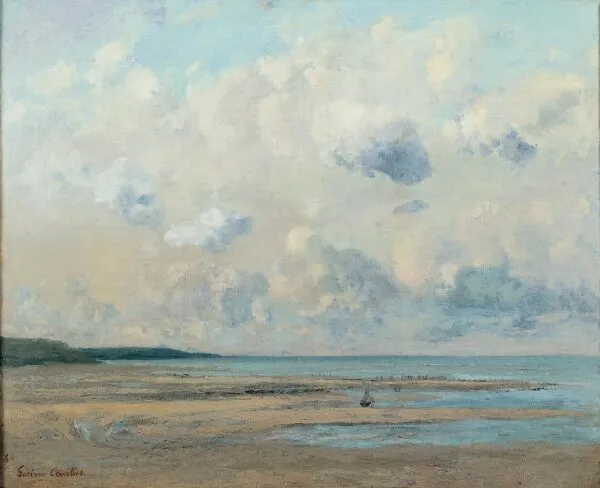 Rivage de Normandie (1866) by Gustave Courbet — original painting reproduced as a hand-painted oil on canvas