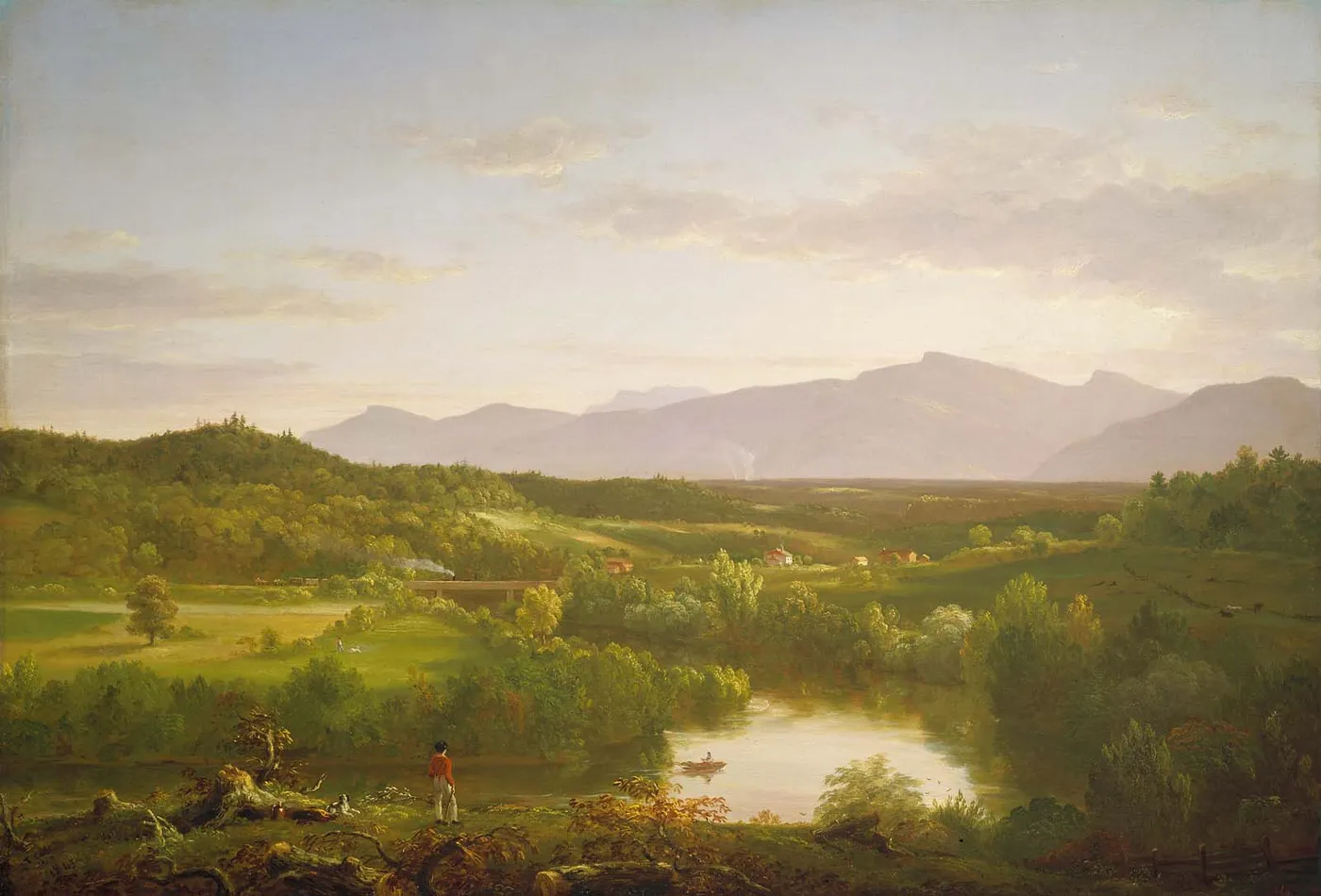 River in the Catskills (1843) by Thomas Cole — original painting reproduced as a hand-painted oil on canvas