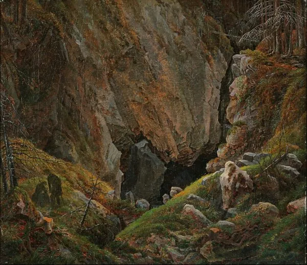 Rock Canyon in the Harz (1811) by Caspar David Friedrich — original painting reproduced as a hand-painted oil on canvas
