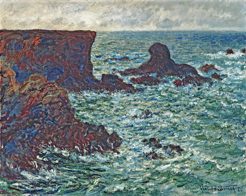 Rocks at Port-Coton, the Lion Rock, Belle Ile (1886) by Claude Monet — original painting reproduced as a hand-painted oil on canvas