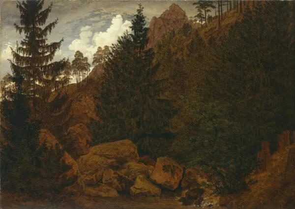 Rocks (1811) by Caspar David Friedrich — original painting reproduced as a hand-painted oil on canvas