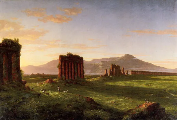 Roman Campagna (1843) by Thomas Cole — original painting reproduced as a hand-painted oil on canvas