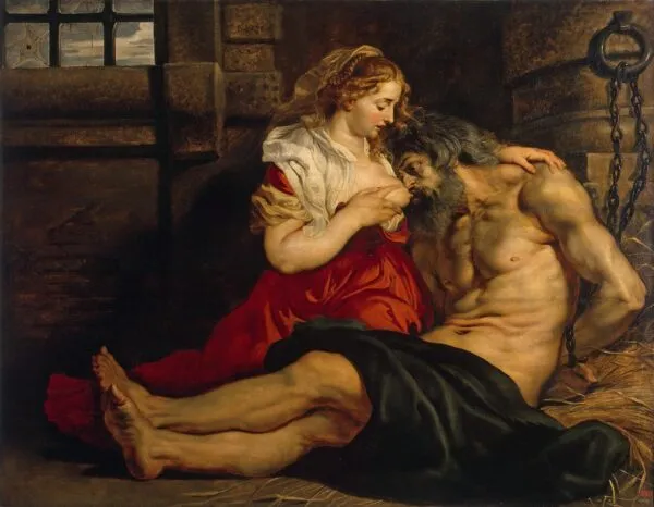 Roman Charity (1612) by Peter Paul Rubens — original painting reproduced as a hand-painted oil on canvas