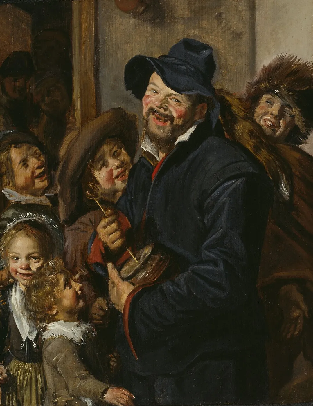 Rommelpot player (1630) by Judith Leyster — original painting reproduced as a hand-painted oil on canvas