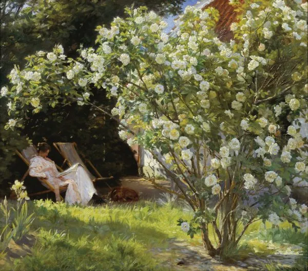 Roses (1893) by Peder Severin Krøyer — original painting reproduced as a hand-painted oil on canvas