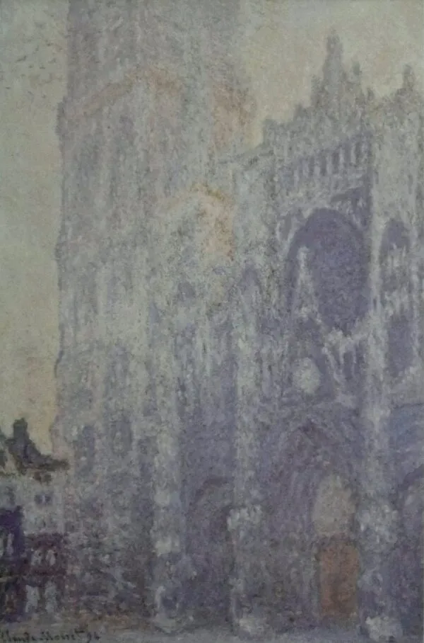 Rouen Cathedral, Portal and Tower Saint-Romain, Morning Light (1893) by Claude Monet — original painting reproduced as a hand-painted oil on canvas