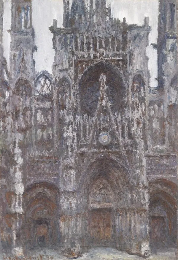Rouen Cathedral, Portal, Front View (1892) by Claude Monet — original painting reproduced as a hand-painted oil on canvas