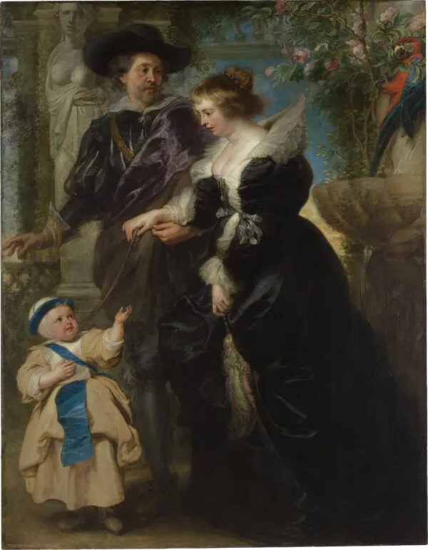 Rubens, His Wife Helena Fourment, and One of Their Children (1635) by Peter Paul Rubens — original painting reproduced as a hand-painted oil on canvas