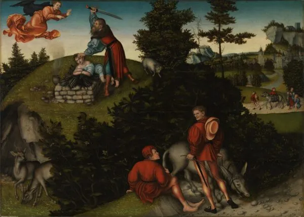 Sacrifice of Isaac (1530) by Lucas Cranach the Elder — original painting reproduced as a hand-painted oil on canvas
