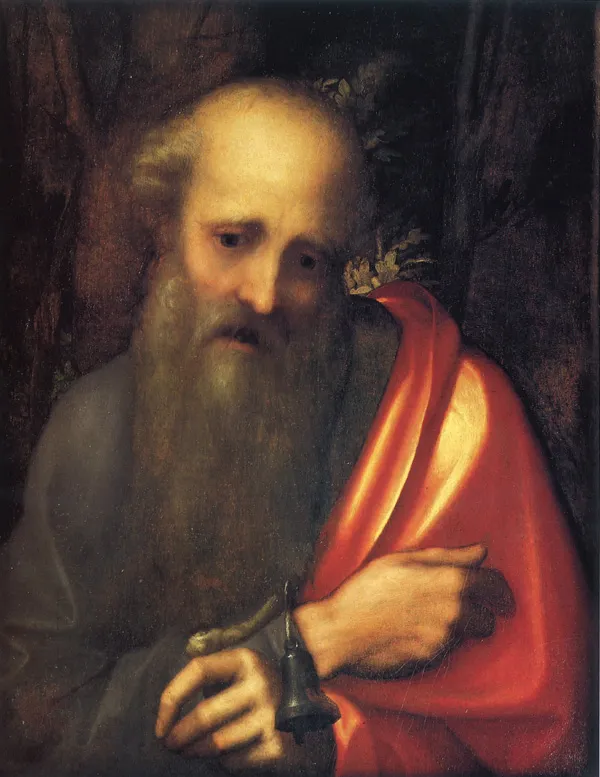 Saint Anthony Abbot (1517) by Antonio da Correggio — original painting reproduced as a hand-painted oil on canvas