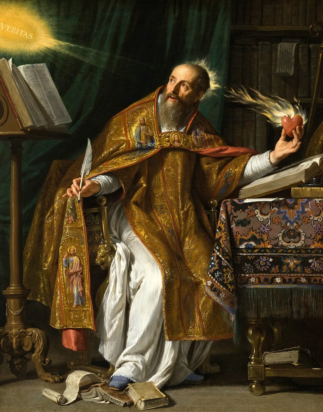 Saint Augustine (1645) by Philippe de Champaigne — original painting reproduced as a hand-painted oil on canvas