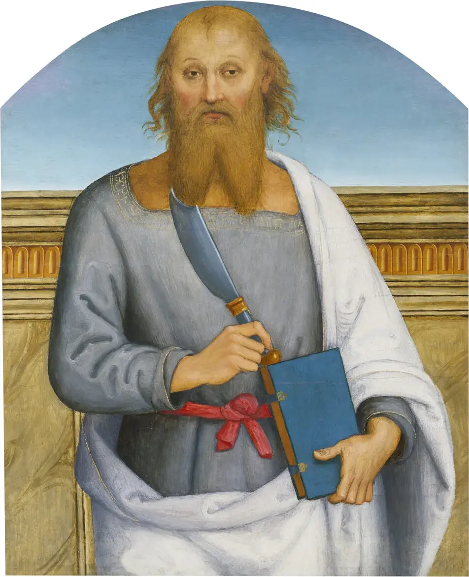 Saint Bartholomew (1517) by Pietro Perugino — original painting reproduced as a hand-painted oil on canvas