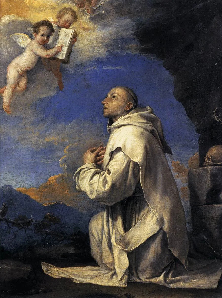 Saint Bruno Receiving the Rule (1643) by Jusepe de Ribera — original painting reproduced as a hand-painted oil on canvas