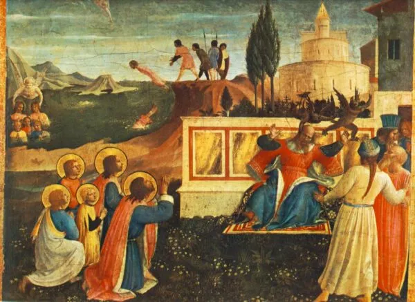 Saint Cosmas and Saint Damian Salvaged (1438) by Fra Angelico — original painting reproduced as a hand-painted oil on canvas