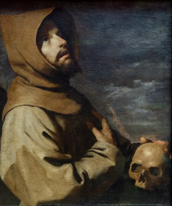 Saint Francis in Ecstasy (1660) by Francisco de Zurbarán — original painting reproduced as a hand-painted oil on canvas