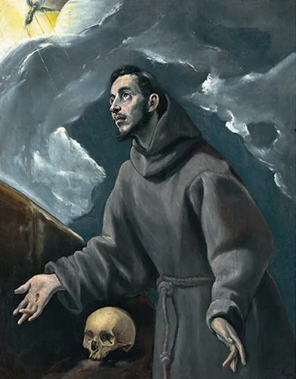 Saint Francis receiving stigmata (1580) by El Greco — original painting reproduced as a hand-painted oil on canvas