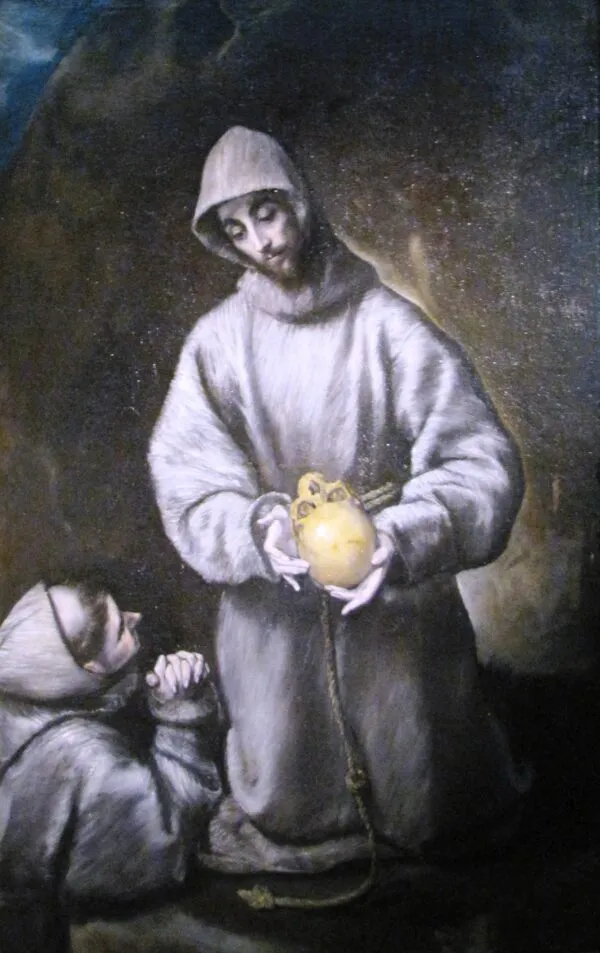 Saint Francis with Brother Leo (1595) by El Greco — original painting reproduced as a hand-painted oil on canvas