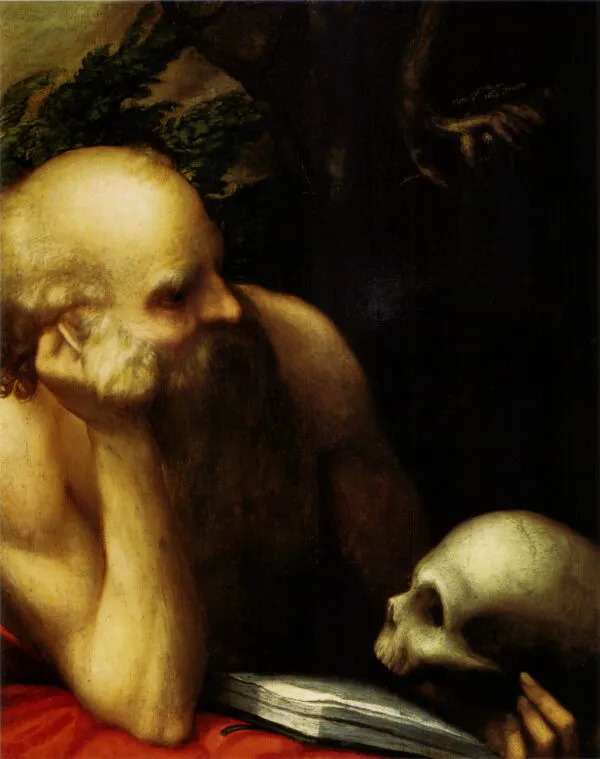 Saint Jerome (1516) by Antonio da Correggio — original painting reproduced as a hand-painted oil on canvas