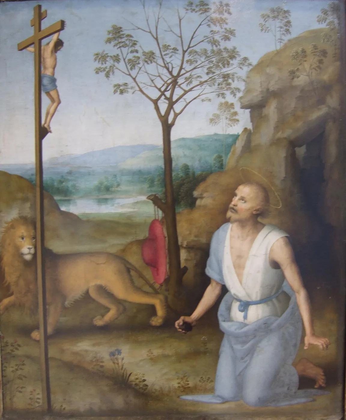 Saint Jérôme dans le désert (1500) by Pietro Perugino — original painting reproduced as a hand-painted oil on canvas