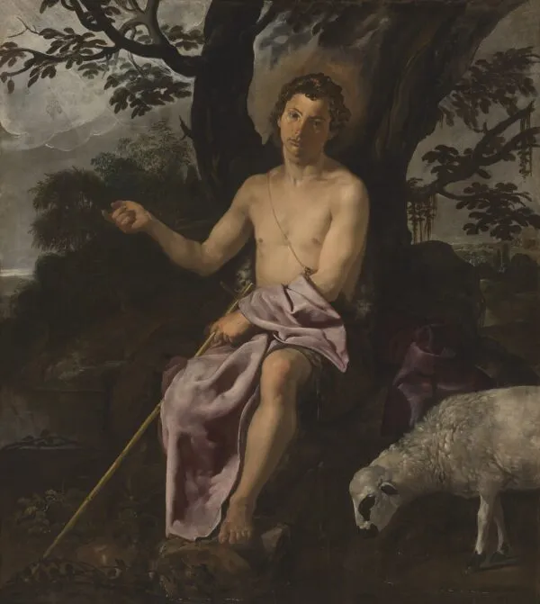 Saint John the Baptist in the Wilderness (1618) by Diego Velázquez — original painting reproduced as a hand-painted oil on canvas