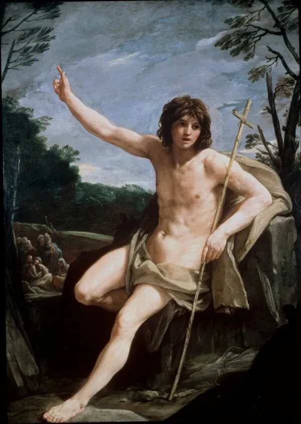 Saint John the Baptist in the Wilderness (1640) by Guido Reni — original painting reproduced as a hand-painted oil on canvas