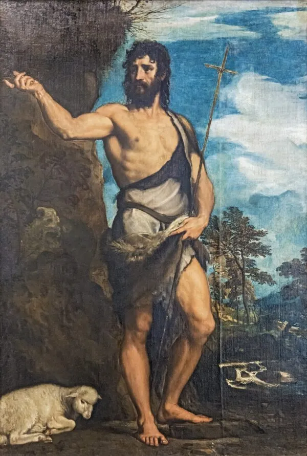 Saint John the Baptist (1540) by Titian — original painting reproduced as a hand-painted oil on canvas