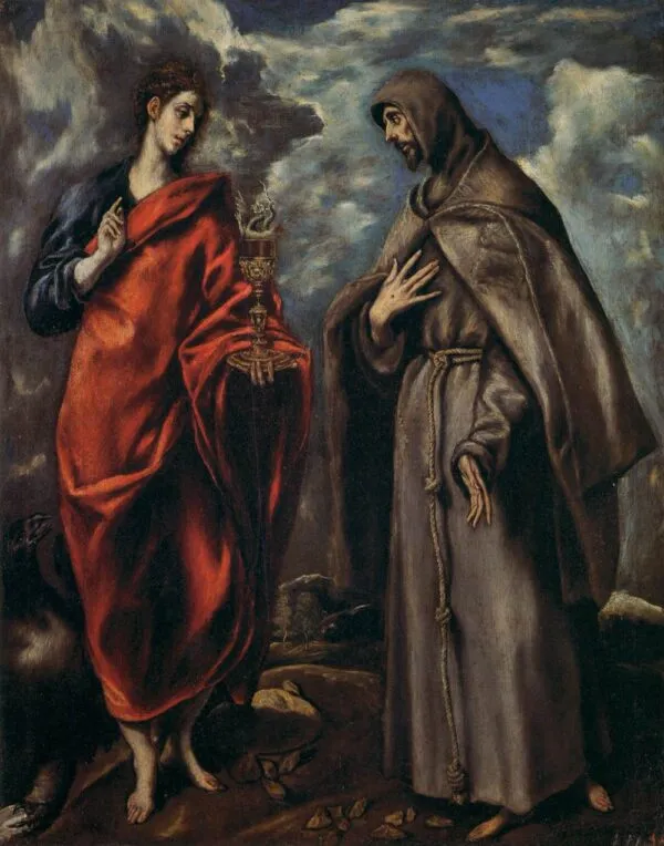 Saint John the Evangelist and Saint Francis (1600) by El Greco — original painting reproduced as a hand-painted oil on canvas