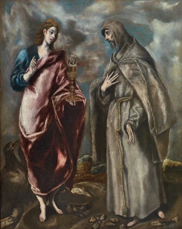 Saint John the Evangelist and Saint Francis of Assisi (1597) by El Greco — original painting reproduced as a hand-painted oil on canvas