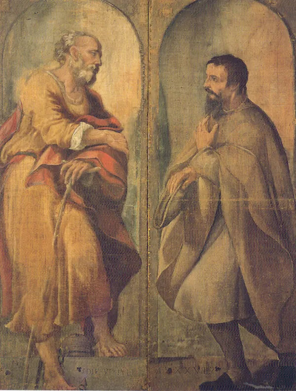 Saint Joseph and a follower (1529) by Antonio da Correggio — original painting reproduced as a hand-painted oil on canvas