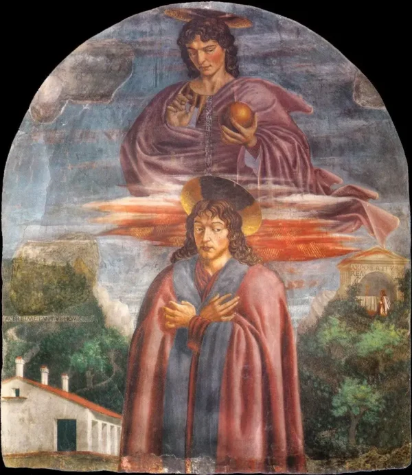 Saint Julian and the Redeemer (1451) by Andrea del Castagno — original painting reproduced as a hand-painted oil on canvas
