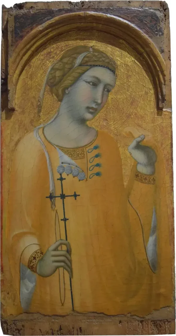 Saint Margaret or Agatha (1315) by Pietro Lorenzetti — original painting reproduced as a hand-painted oil on canvas