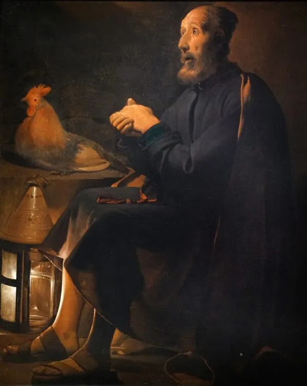 Saint Peter Repentant (1645) by Georges de La Tour — original painting reproduced as a hand-painted oil on canvas