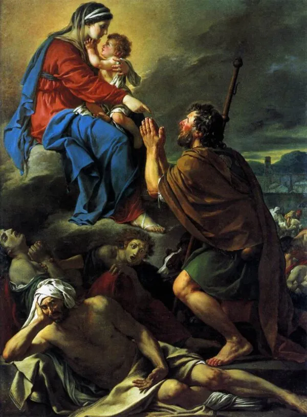 Saint Roch interceding with the Virgin (1780) by Jacques-Louis David — original painting reproduced as a hand-painted oil on canvas