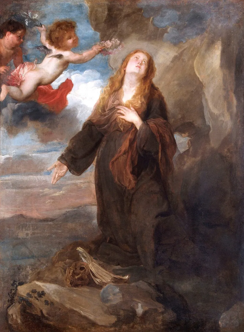 Saint Rosalie Crowned with Roses by Two Angels (1624) by Anthony van Dyck — original painting reproduced as a hand-painted oil on canvas
