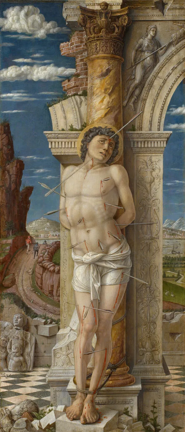 Saint Sebastian (1450) by Andrea Mantegna — original painting reproduced as a hand-painted oil on canvas
