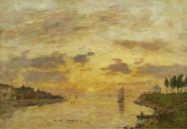 Saint-Valery-sur-Somme. L'Embouchure de la Somme (1891) by Eugène Louis Boudin — original painting reproduced as a hand-painted oil on canvas