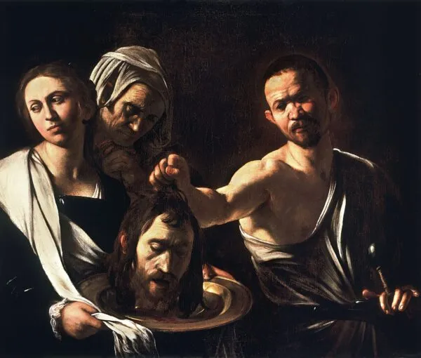 Salome with the Head of John the Baptist (1607) by Caravaggio — original painting reproduced as a hand-painted oil on canvas