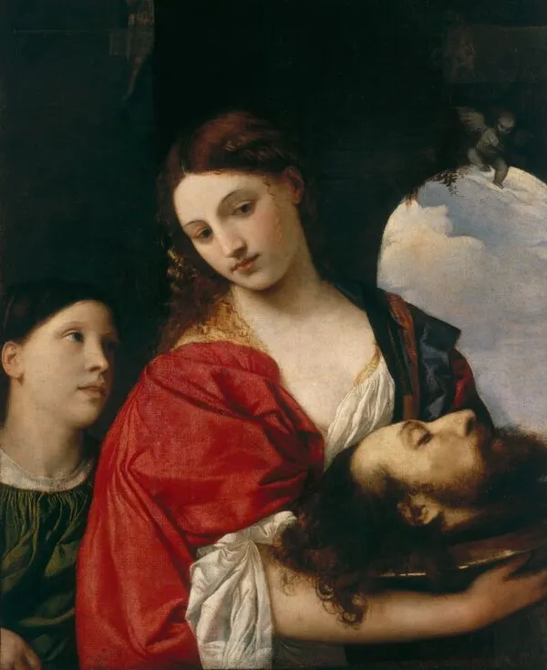 Salome with the Head of John the Baptist (1515) by Titian — original painting reproduced as a hand-painted oil on canvas