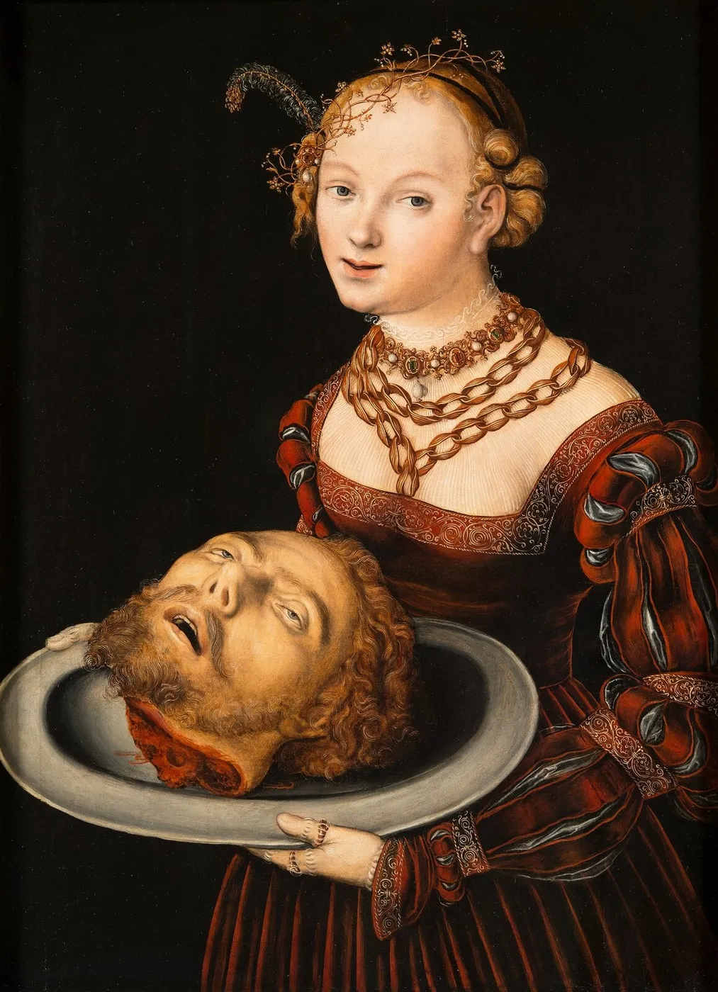 Salome with the Head of St John the Baptist (1526) by Lucas Cranach the Elder — original painting reproduced as a hand-painted oil on canvas