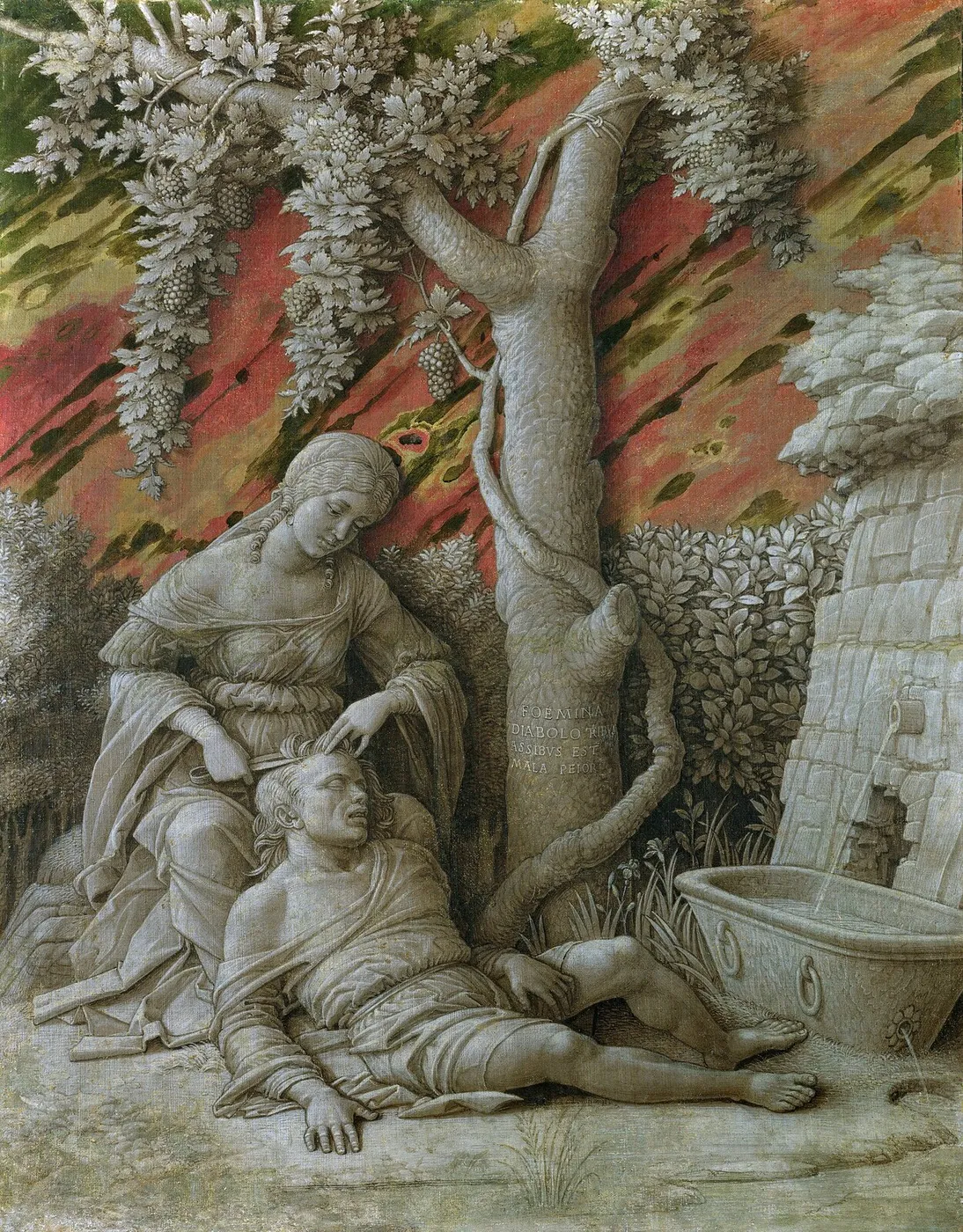 Samson and Delilah (1495) by Andrea Mantegna — original painting reproduced as a hand-painted oil on canvas