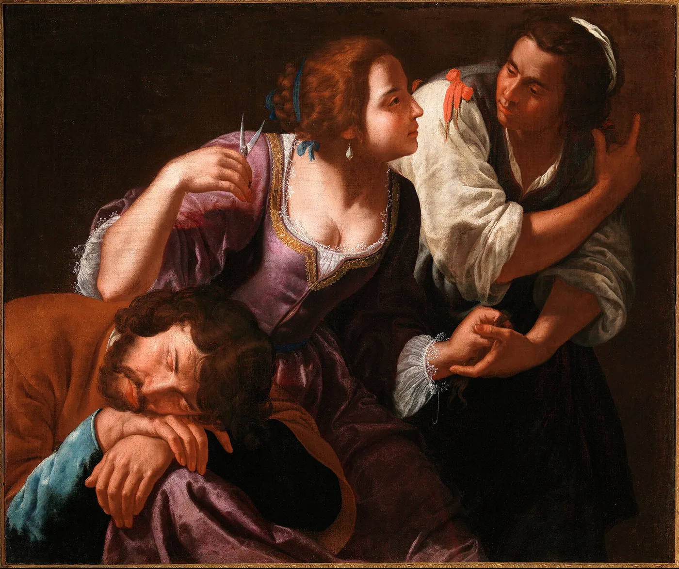 Samson and Delilah (1638) by Artemisia Gentileschi — original painting reproduced as a hand-painted oil on canvas
