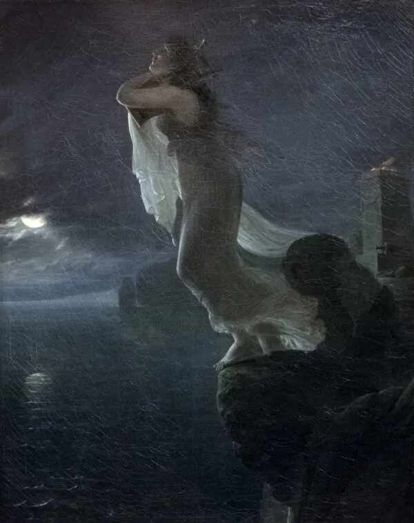 Sappho at Leucate (1801) by Antoine-Jean Gros — original painting reproduced as a hand-painted oil on canvas